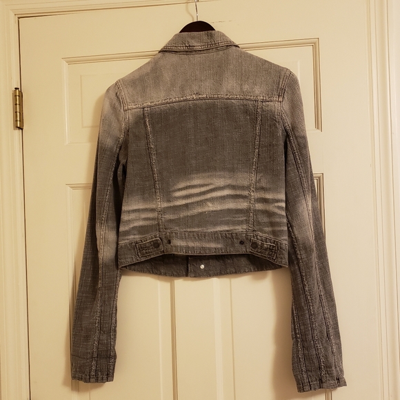Express gray denim distressed jacket, S - Picture 2 of 4